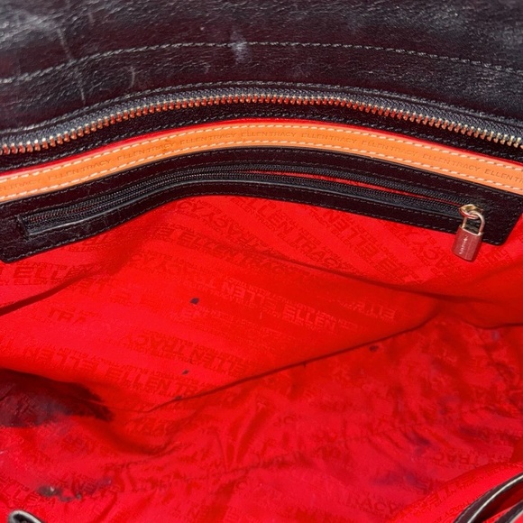 Ellen Tracy Black Genuine Leather Tote Shoulder Handbag Pocketbook Purse - Picture 7 of 16